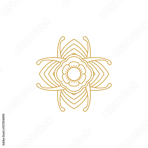 Ornamental mandala pattern featuring golden symmetrical floral motifs. Illustration vector design. EPS 10