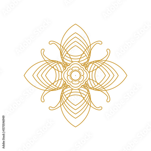 Ornamental mandala pattern featuring golden symmetrical floral motifs. Illustration vector design. EPS 10