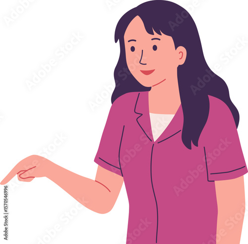 Young woman pointing index finger