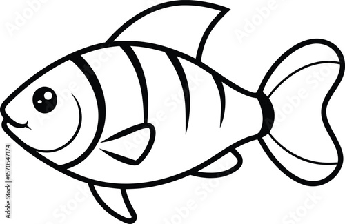 cichlid icon line art vector illustration on transparent background