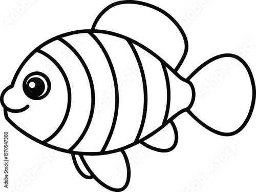 clownfish icon line art vector illustration on transparent background