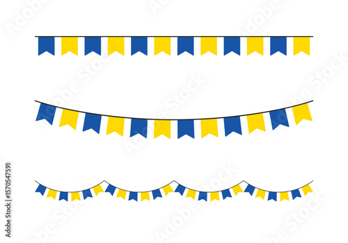 Seamless flag of Ukraine party bunting border. Flat design illustration.	