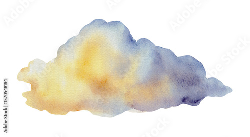 Watercolor cloud isolated on white background, hand painted