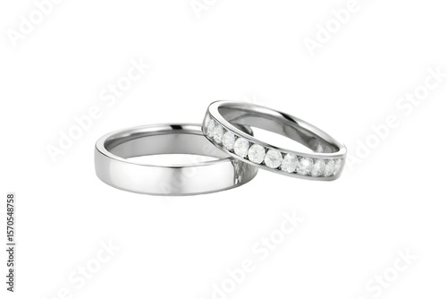 Elegant Wedding Rings in White Gold with Diamonds on a Black Background for Marriage