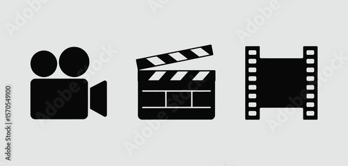 Filmmaking Icons Camera Clapperboard and Film