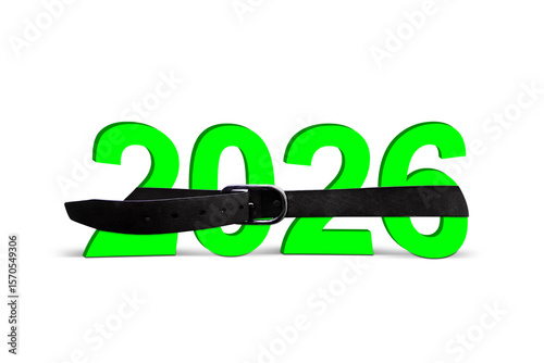 2026 Year with Tightening Belt Concept for Budget Cut and Economic Crisis
