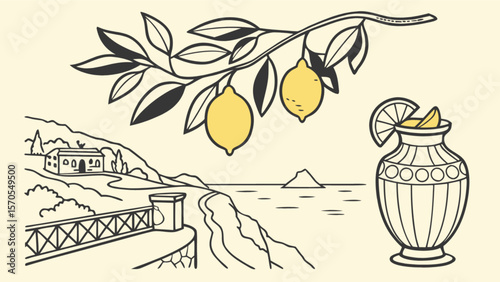 Lemonade italy coast drawing