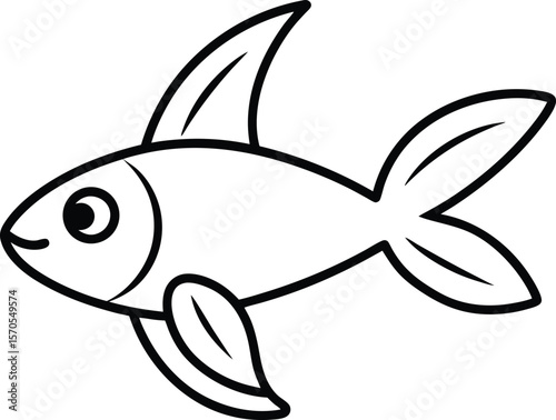 flying fish icon line art vector illustration on transparent background
