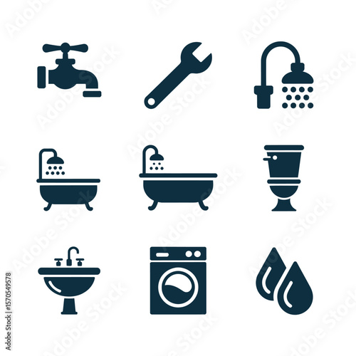 Plumbing and Household Appliances Icons