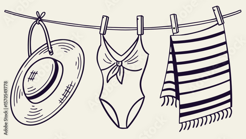 Summer beach clothes drying