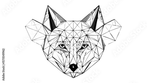Geometric wolf head design art