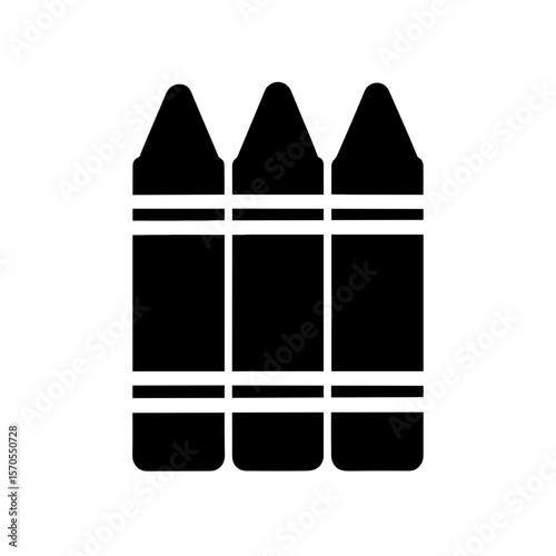 Crayon set icon symbolizing children's drawing and color – filled