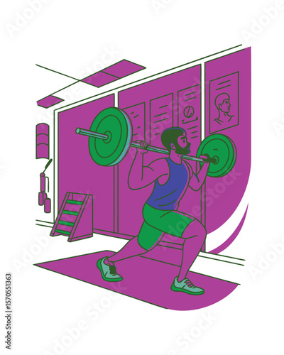 Active people vector art  men and women on the phone, in the gym, and on the street, with a fun business cartoon illustration and sport silhouettes