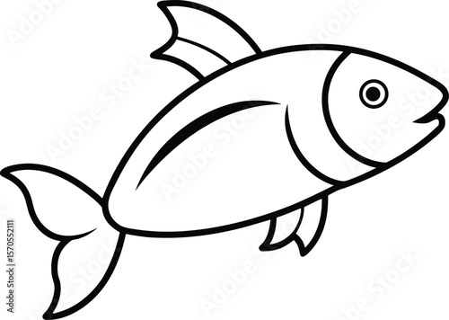 jackfish icon line art vector illustration on transparent background
