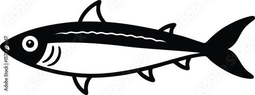 mackerel icon line art vector illustration on transparent background
