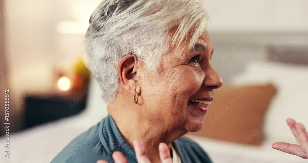 Nursing home, nurse and helping old woman with hearing aid, healthcare or installation of equipment. Happy, caregiver and assistance for elderly person with tech to amplify sound and communication