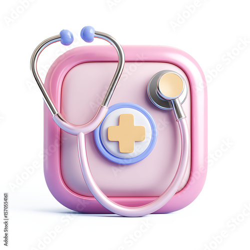 3D Red cross medical icon on transparent background for emergency or health-related design.