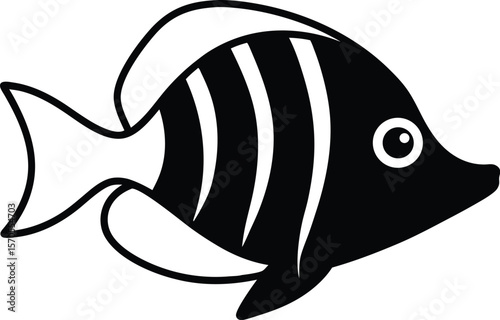 sailfin tang icon line art vector illustration on transparent background

