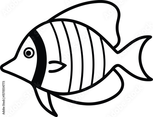 sailfin tang icon line art vector illustration on transparent background

