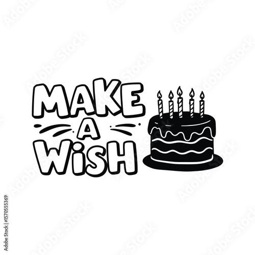 Make a Wish Birthday Cake  Fun Festive Printable Design