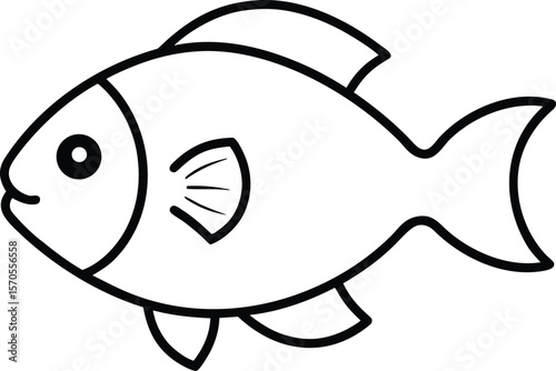 tilapia icon line art vector illustration on transparent background
