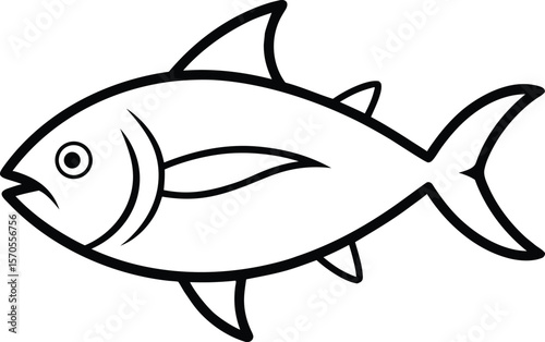tuna icon line art vector illustration on transparent background
