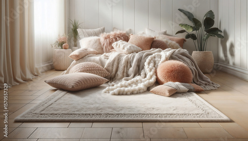 Сozy and inviting  space filled with soft pillows