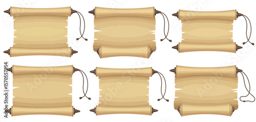 Six Vintage Scroll Parchment Sheets