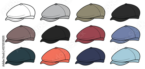 Collection of Flat Cap Hats in Various Colors