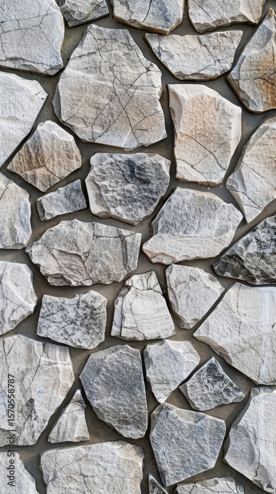 Obraz premium Abstract Quadrangular Stone Pattern Greek Style Hexagonal Granite White Geometric