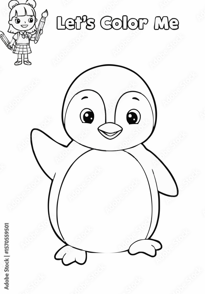 Fototapeta premium Children's coloring pictures of a penguin