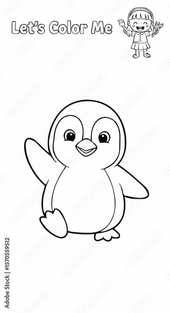 Obraz premium Children's coloring pictures of a penguin
