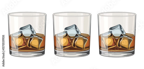 Three Tumblers of Bourbon with Ice