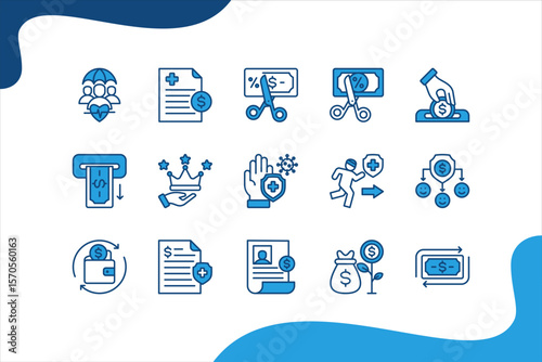 Health Savings Account banner web icon set vector illustration. concept with Health insurance, Medical expense, Tax free, Deposit, Withdrawal, Account holder, Saving account.