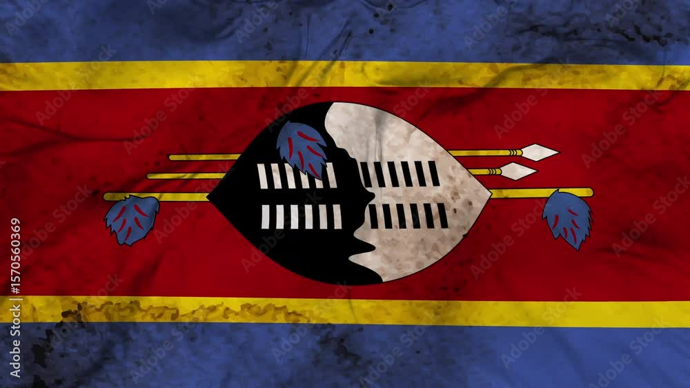 Eswatini texture flag seamless loop animation. 4K Video