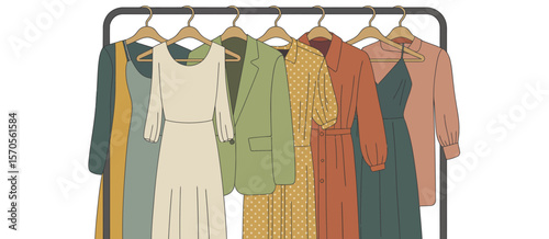 Variety of Womens Clothing on a Rack 