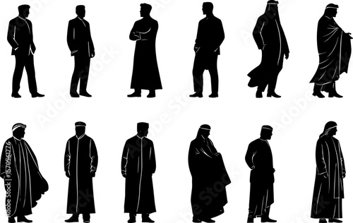 Arabian business men. Silhouettes collection