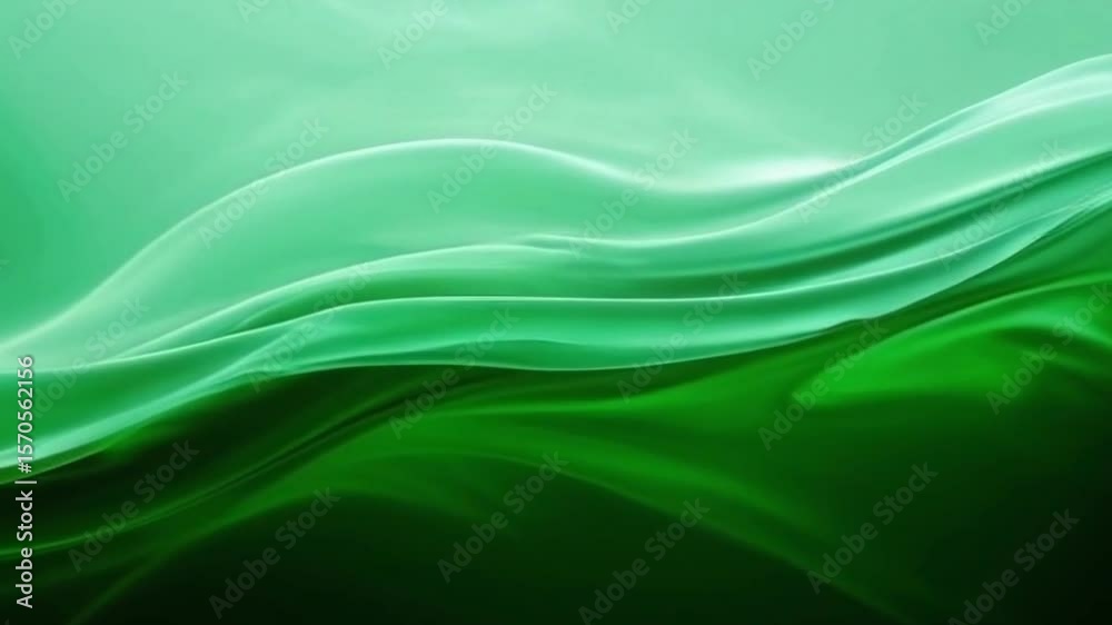 Abstract Neon Wave: Green Fluid Light Forms, Seamless Loop, 4K Resolution