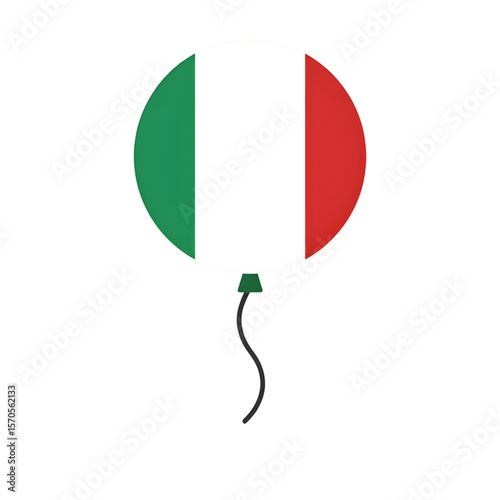 Italian flag balloon in minimalist design with green and red colors  