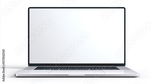 Laptop with blank screen or mock up computer for apply screen display on web and app isolated on white background, 3D render illustration