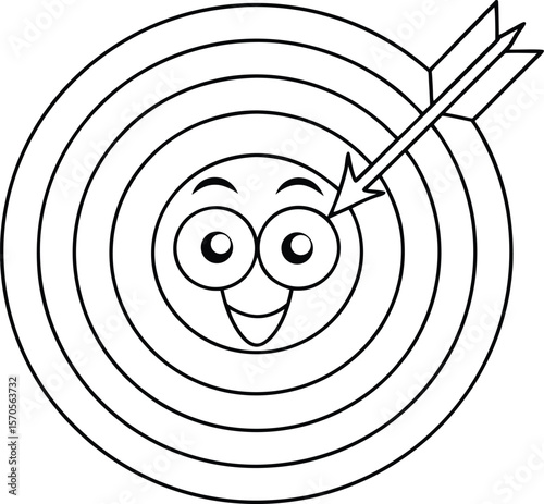 Smiling target with arrow hitting bullseye cartoon vector
