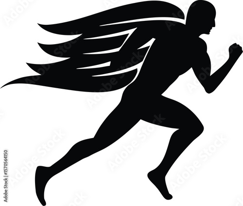 Running Man Silhouette Vector | Athlete Speed Motion Clipart Design