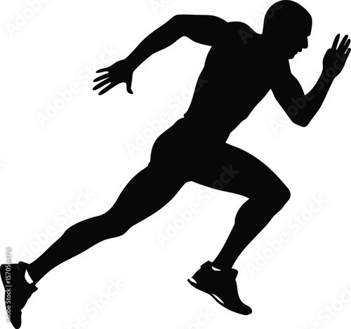 Running Man Silhouette Vector | Athlete Speed Motion Clipart Design