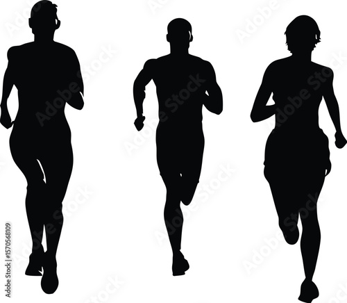Sprinter Silhouette Vector Set | Running Athlete Clipart in Motion Poses