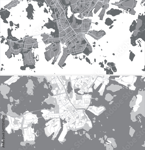 Layered editable vector illustration outline of Helsinki,Finland.