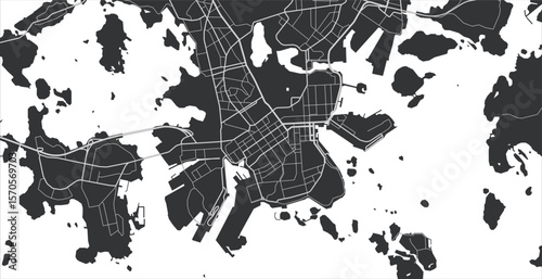 Layered editable vector illustration outline of Helsinki,Finland.