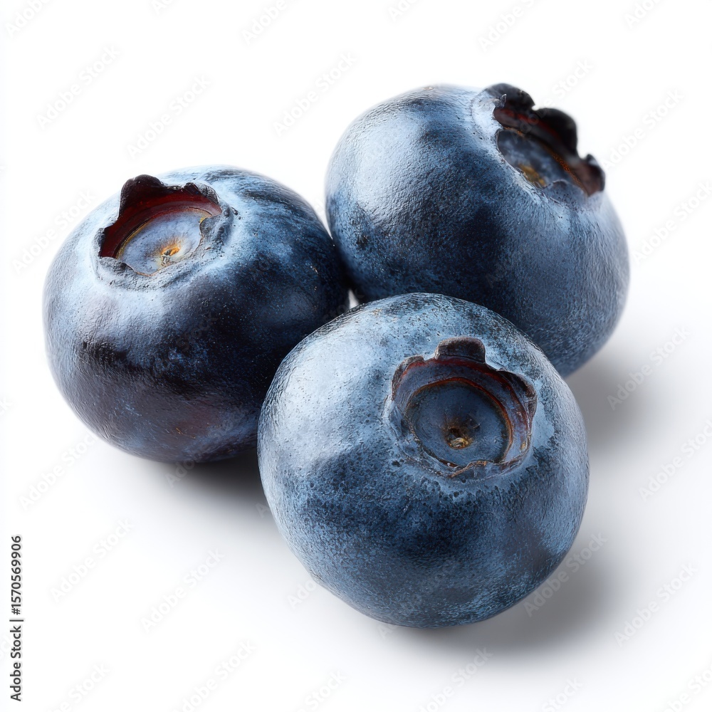 Obraz premium Fresh Blueberries on White Background Ready for Healthy Recipes