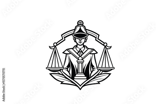 Justice Personified A Symbol of Law and Fairness in Black and White
