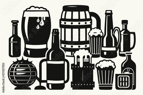 20 Black and White Illustrations of Vario Design Elements