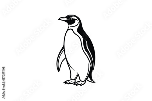 Elegant Penguin Illustration in Black and White for Creative Projects